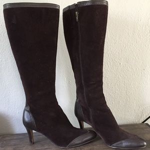 Ann Taylor Loft Brown Spectator Heeled Boots 8.5M